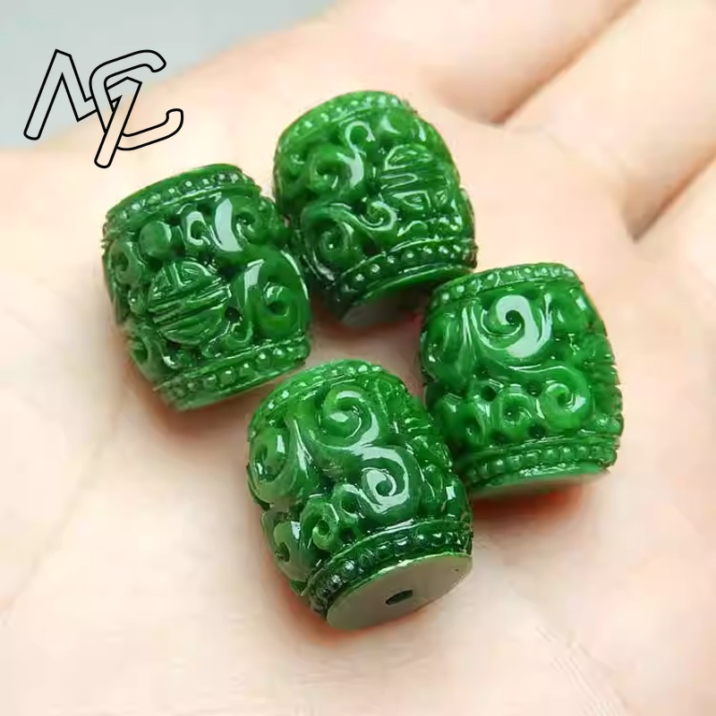 Women'S Fashion Jewellery - Perles sculptées en Jade vert naturel,