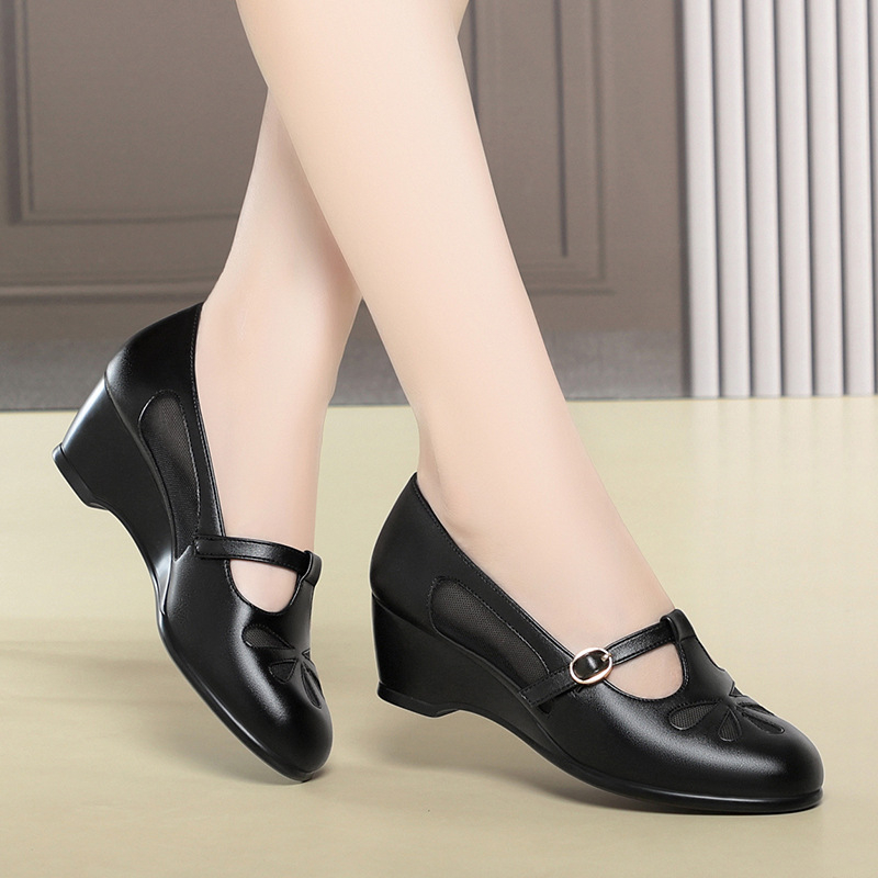 Women'S Fashion Shoes - Chaussures d'été compensées en maille ajourée