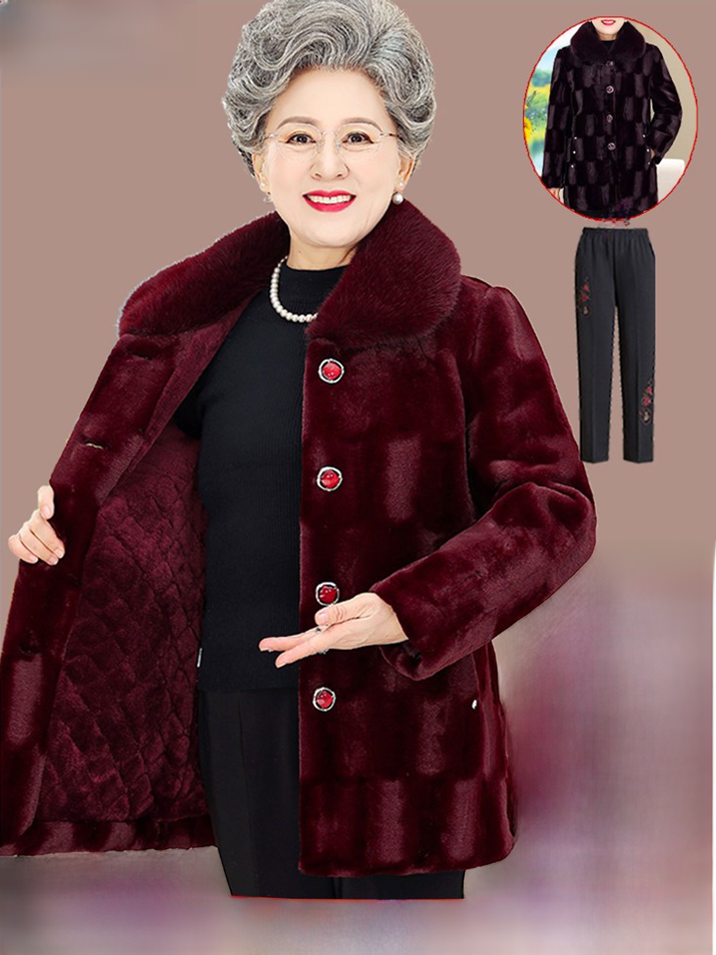 Women Fashion Over The Years - Manteau en velours de vison épaissi