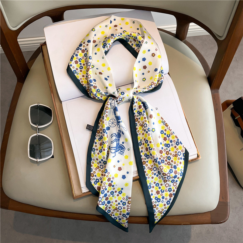 Écharpe longue en soie imprimé - Women Fashion Necktie avis et prix
