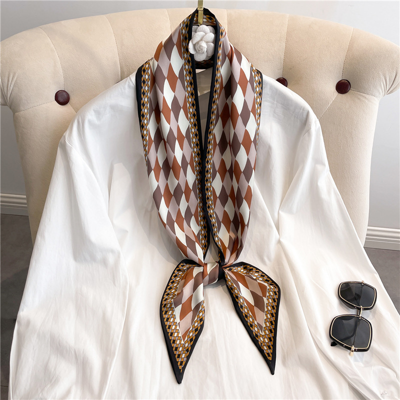 Écharpe longue en soie imprimé - Women Fashion Necktie avis et prix