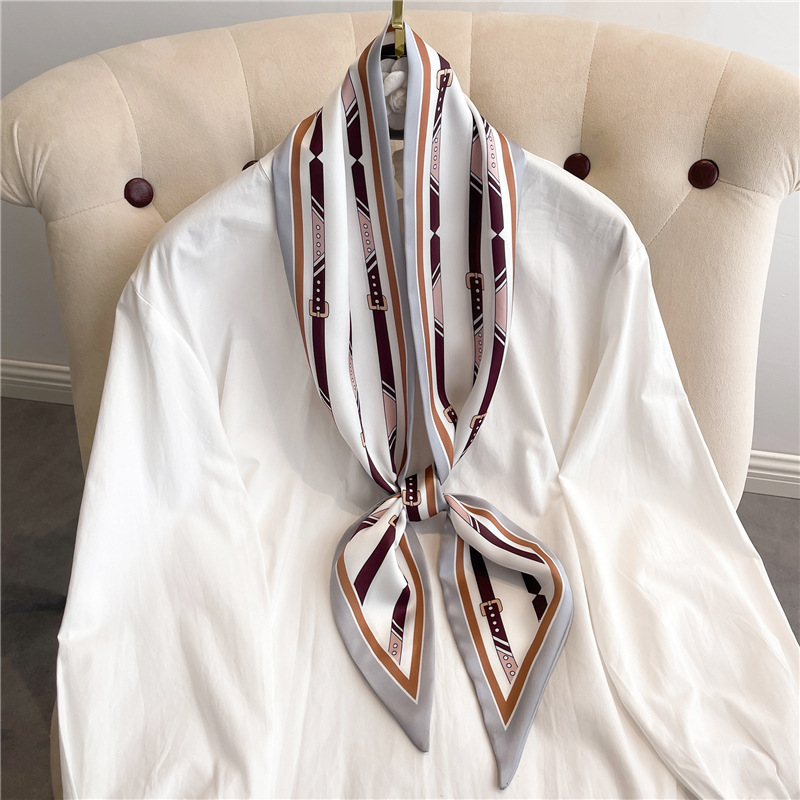 Écharpe longue en soie imprimé - Women Fashion Necktie avis et prix